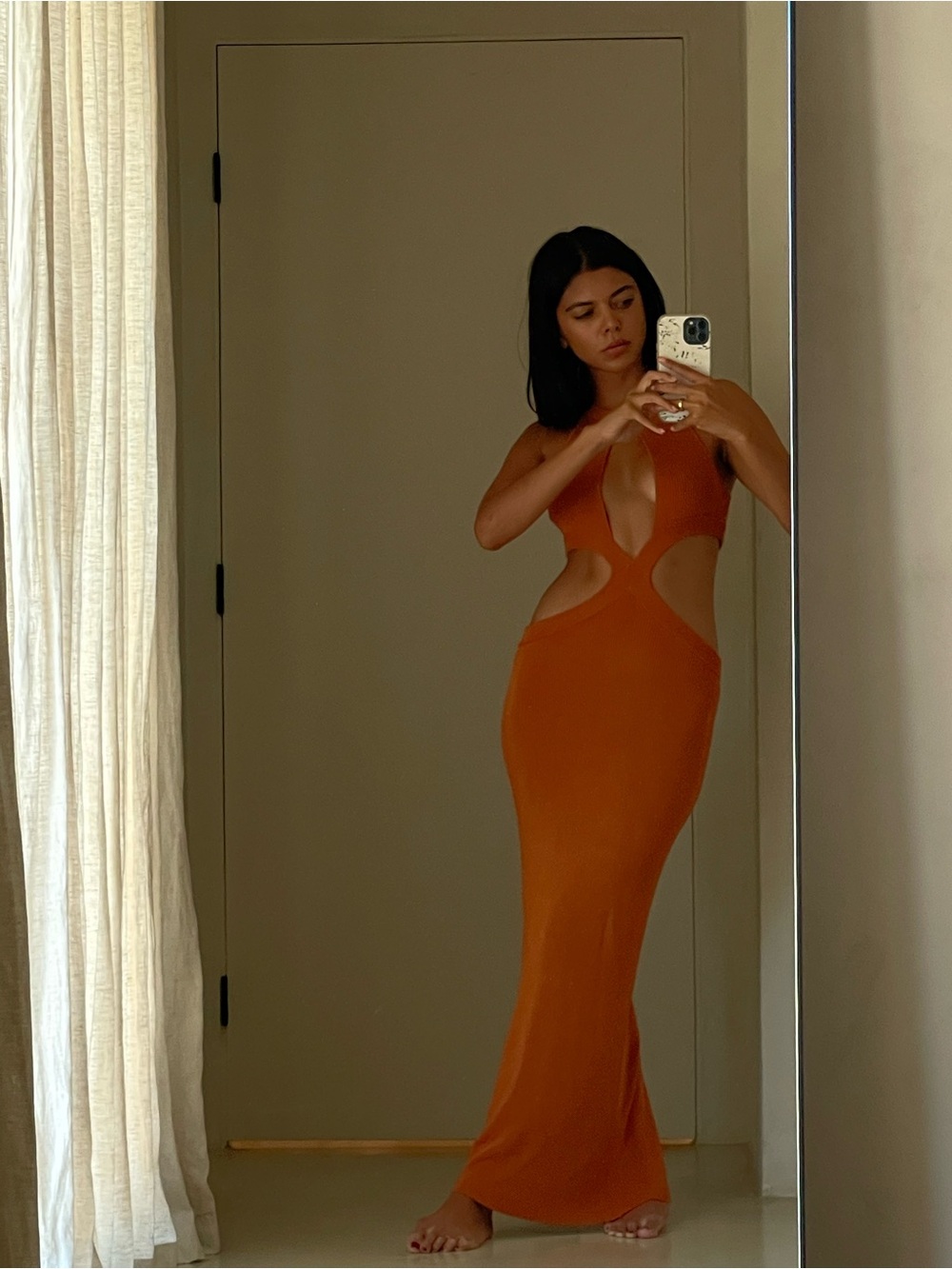Auteur Bridget Cutout Dress in Burnt Orange